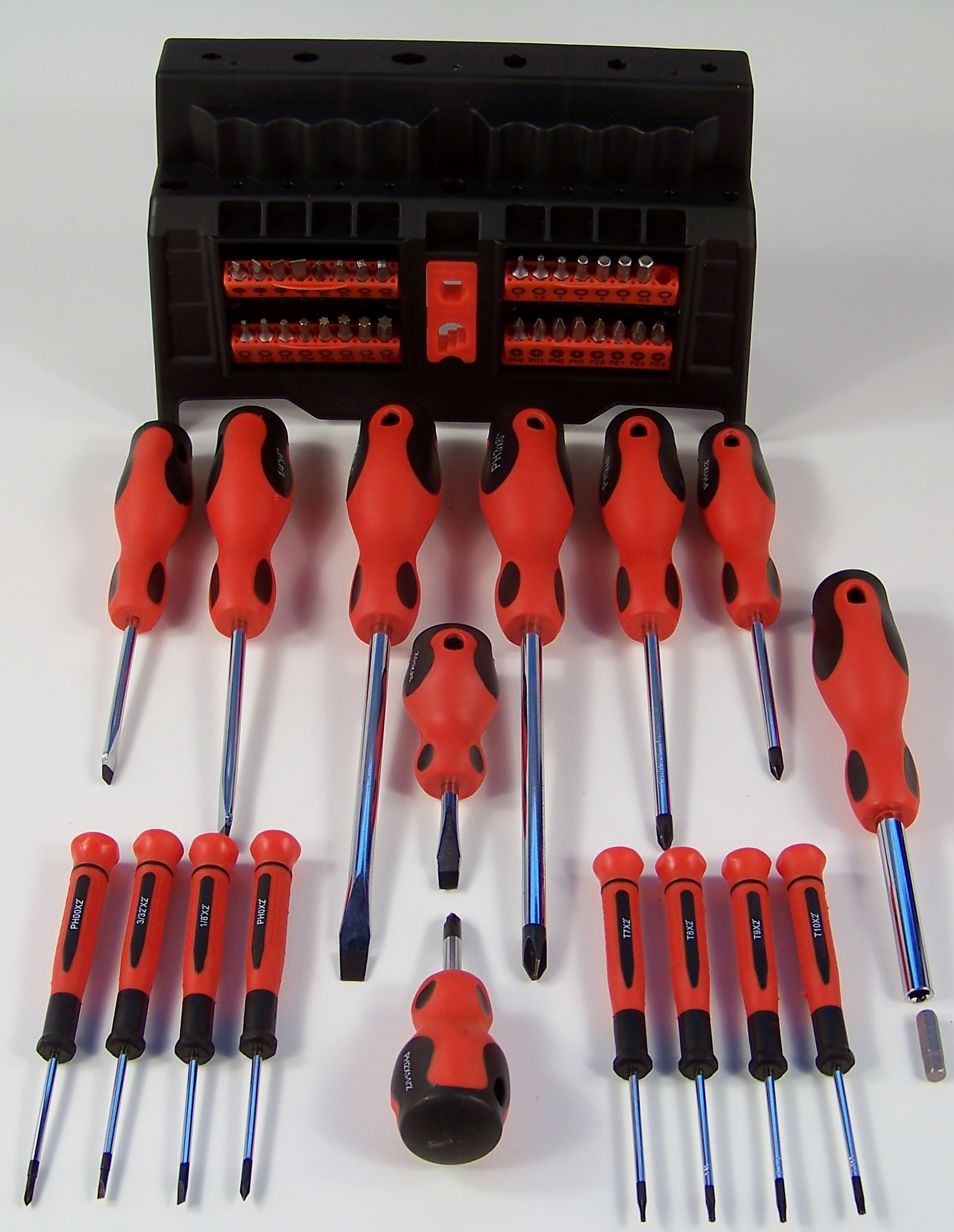 50pc CRV SCREWDRIVER / BIT Set with RACK Slotted Phillips Pozi